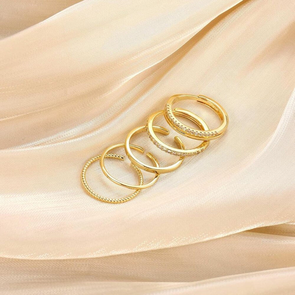 Versatile Gold Stackable & Adjustable Ring Set - … - image 8